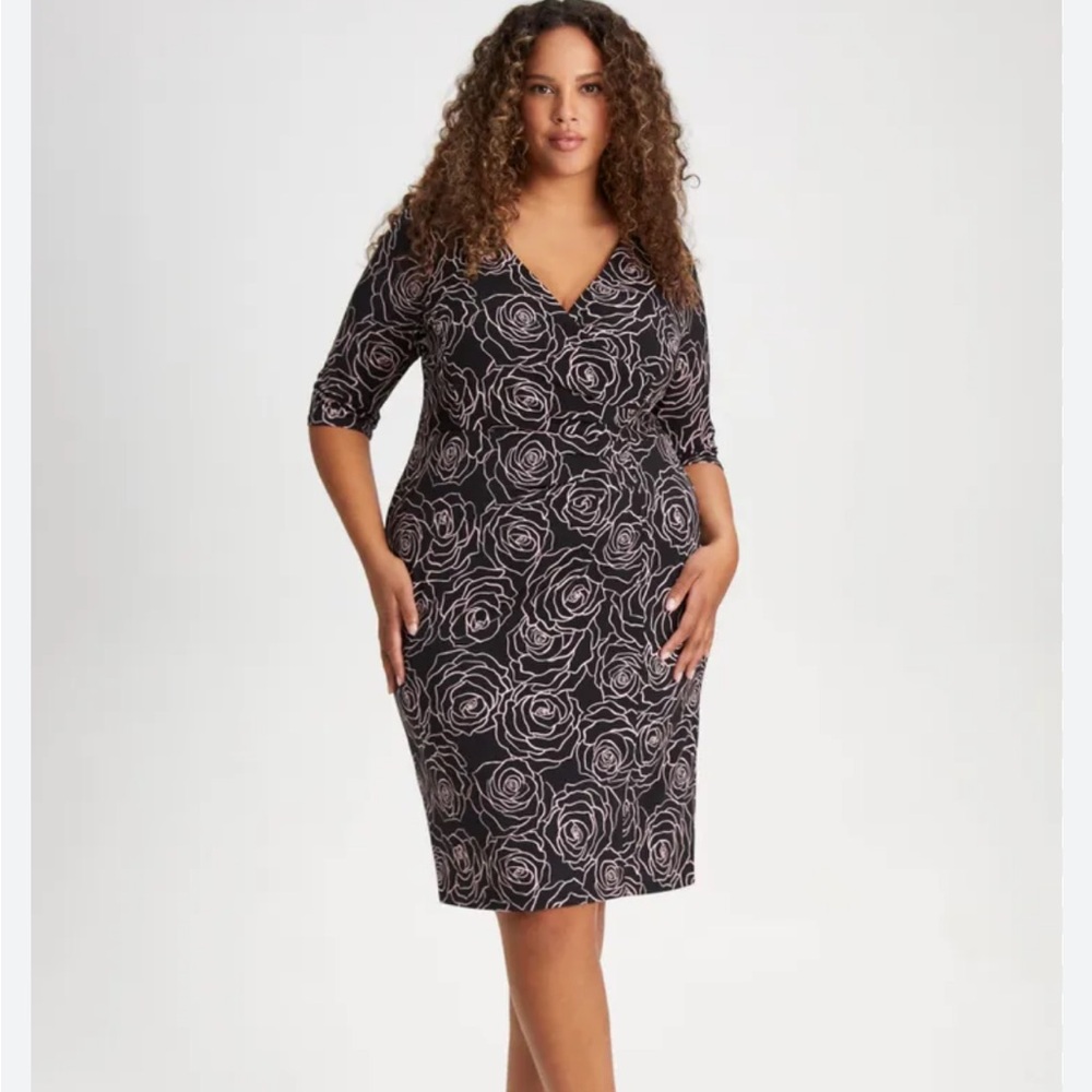 Laura Rose Print Sheath Dress Black